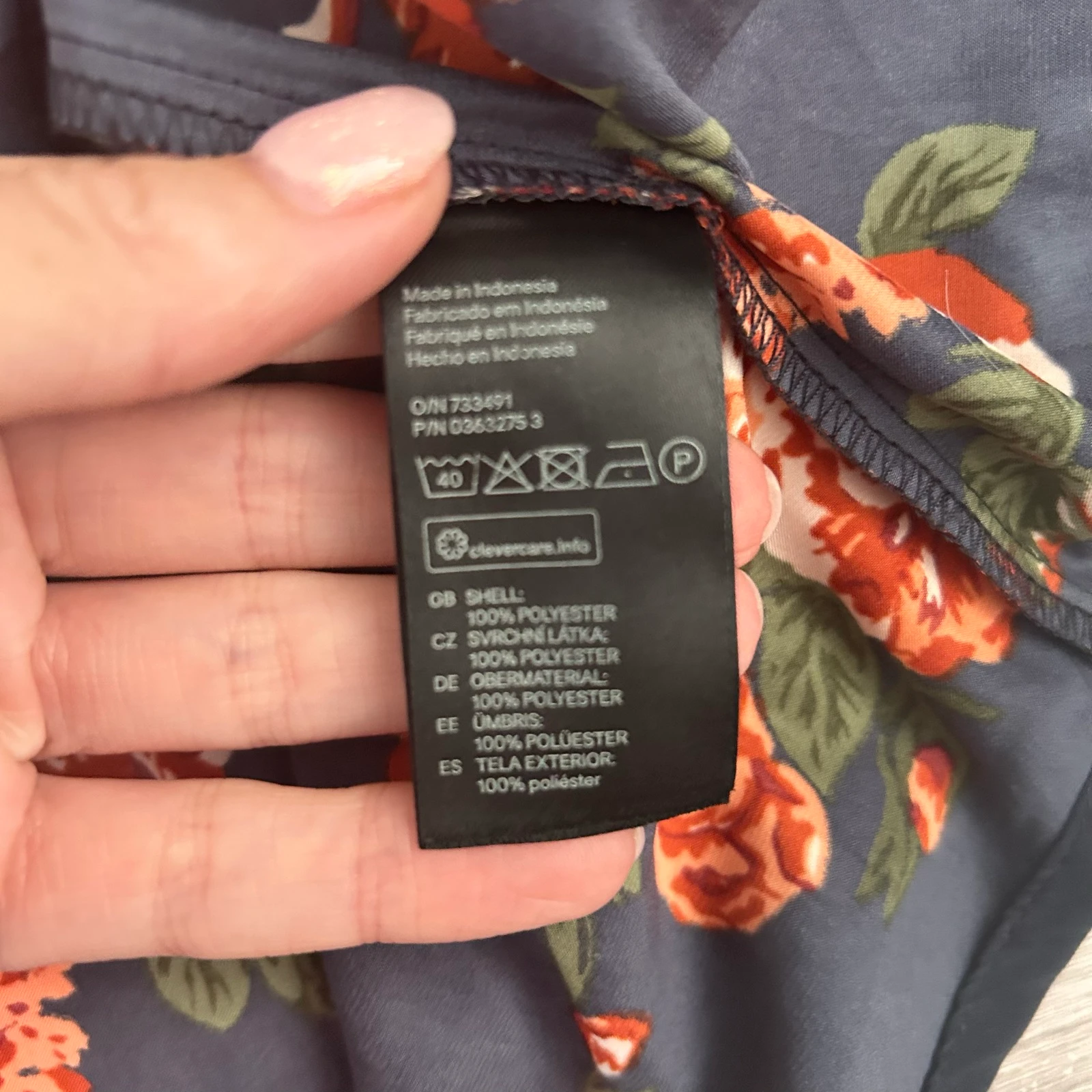 H&M Divided Vestido Estampa Floral Azul Escuro Rosas – Tamanho 38 – photo 7
